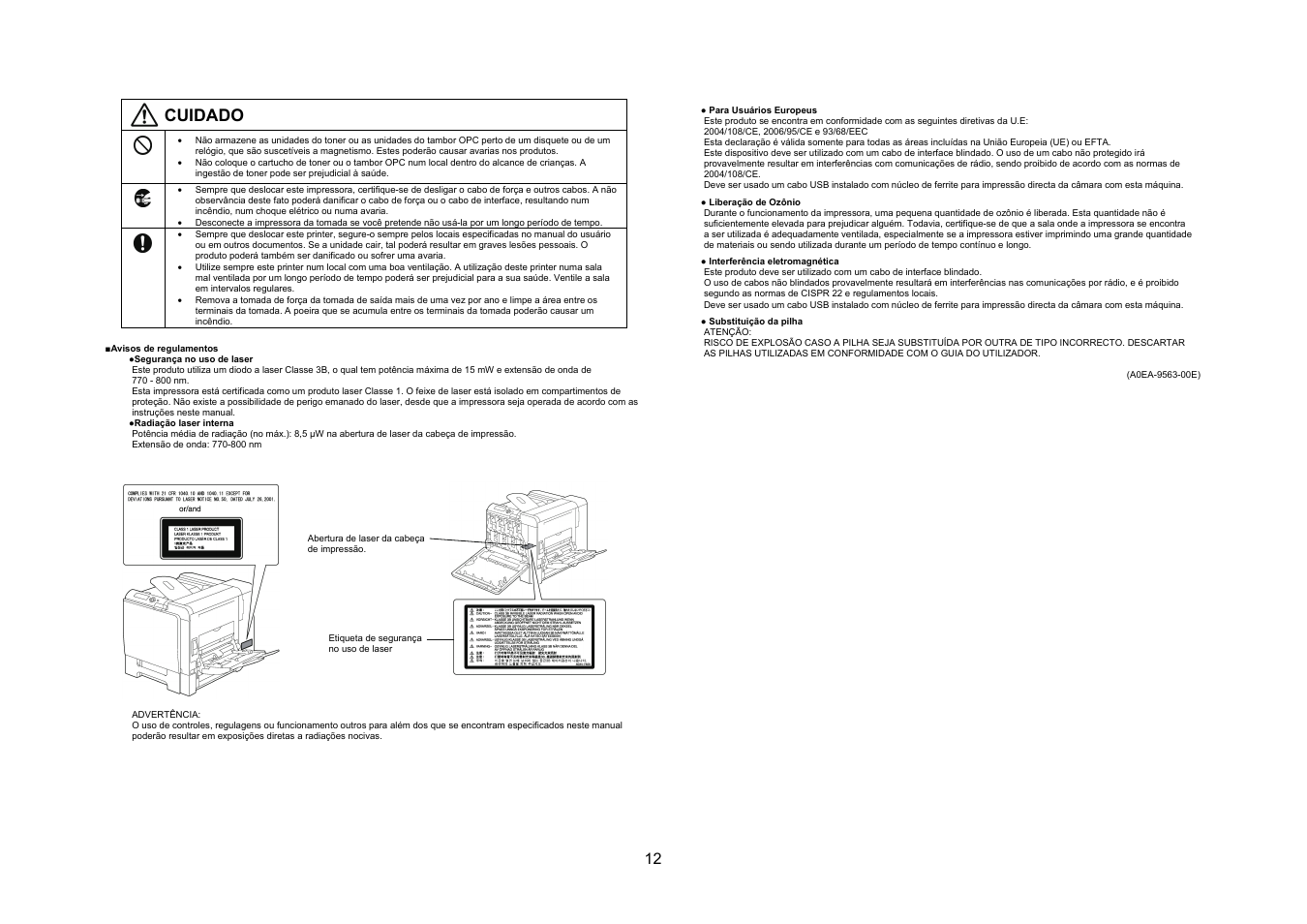 Cuidado | Konica Minolta bizhub C31P User Manual | Page 13 / 40