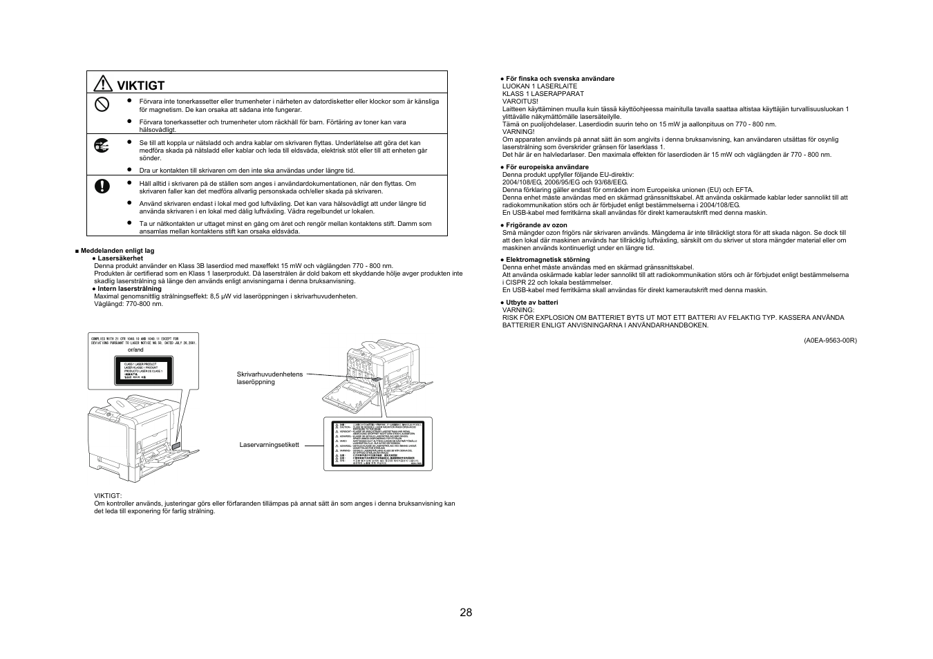 Viktigt | Konica Minolta bizhub C31P User Manual | Page 29 / 40