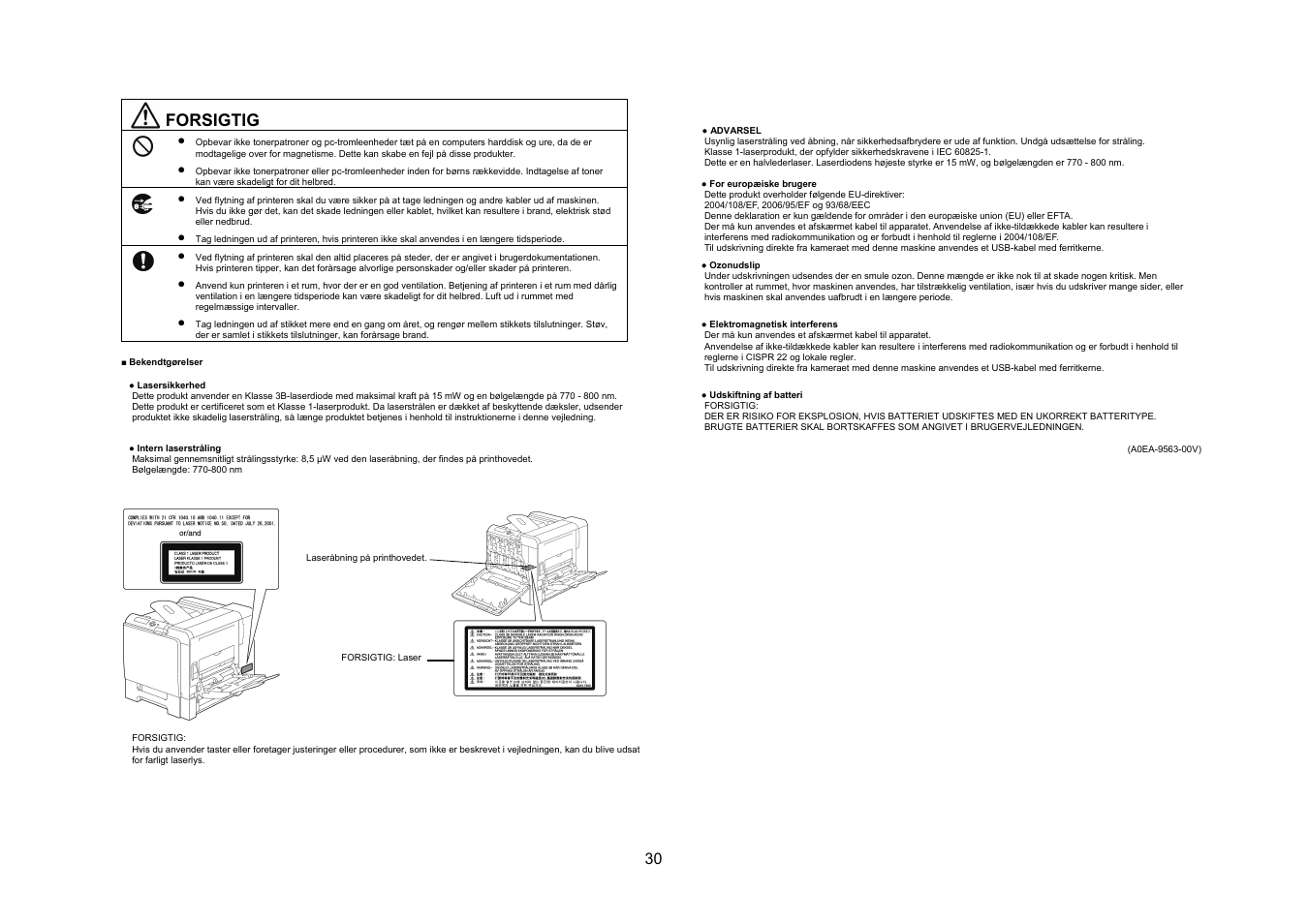 Forsigtig | Konica Minolta bizhub C31P User Manual | Page 31 / 40