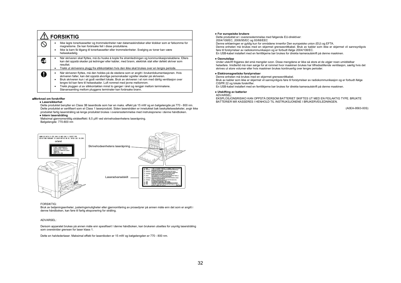 Forsiktig | Konica Minolta bizhub C31P User Manual | Page 33 / 40