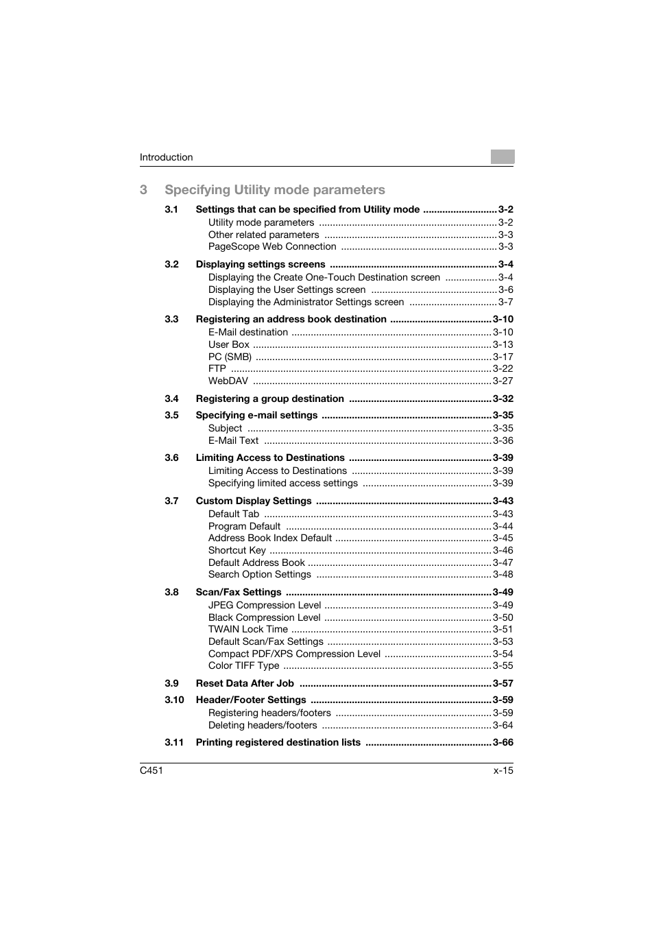 3specifying utility mode parameters | Konica Minolta bizhub C451 User Manual | Page 16 / 413