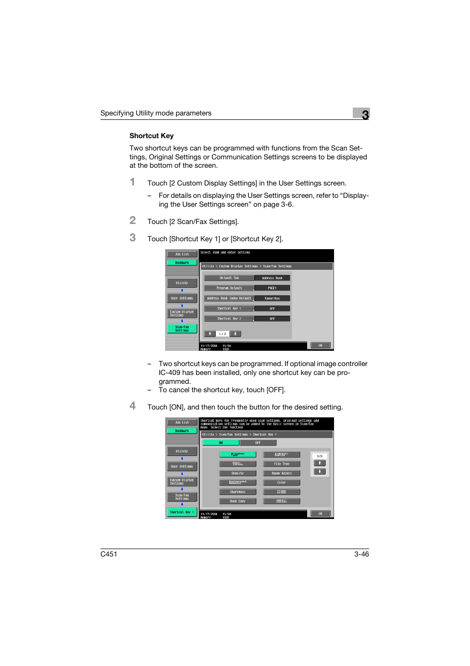 Shortcut key, Shortcut key -46 | Konica Minolta bizhub C451 User Manual | Page 212 / 413