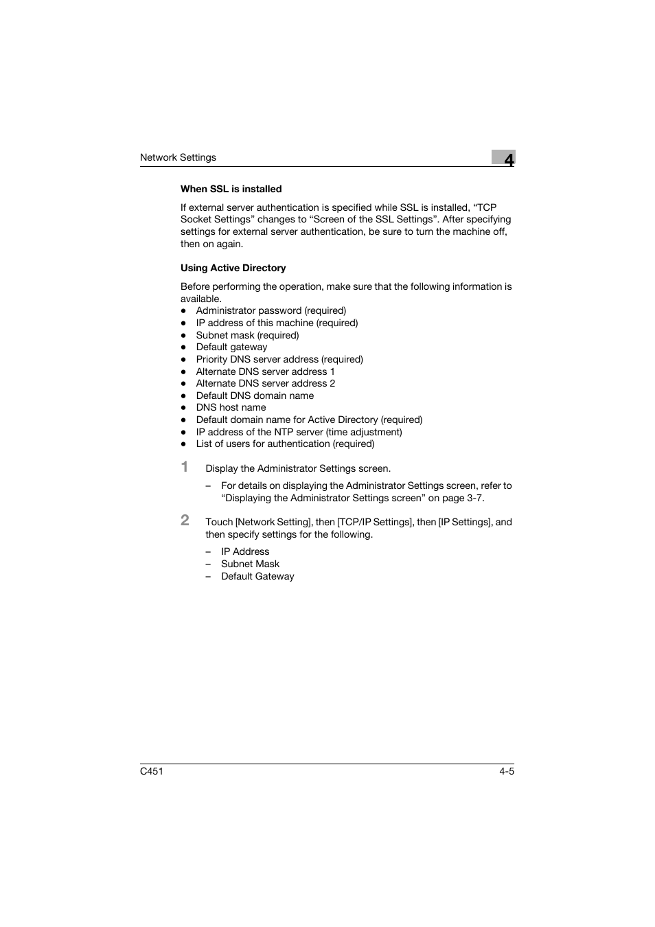 When ssl is installed, Using active directory, When ssl is installed -5 using active directory -5 | Konica Minolta bizhub C451 User Manual | Page 250 / 413