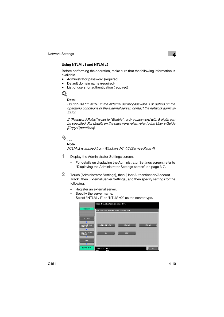 Using ntlm v1 and ntlm v2, Using ntlm v1 and ntlm v2 -10 | Konica Minolta bizhub C451 User Manual | Page 255 / 413