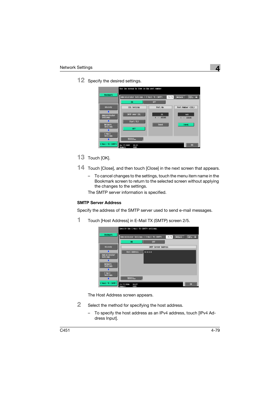 Smtp server address, Smtp server address -79 | Konica Minolta bizhub C451 User Manual | Page 324 / 413