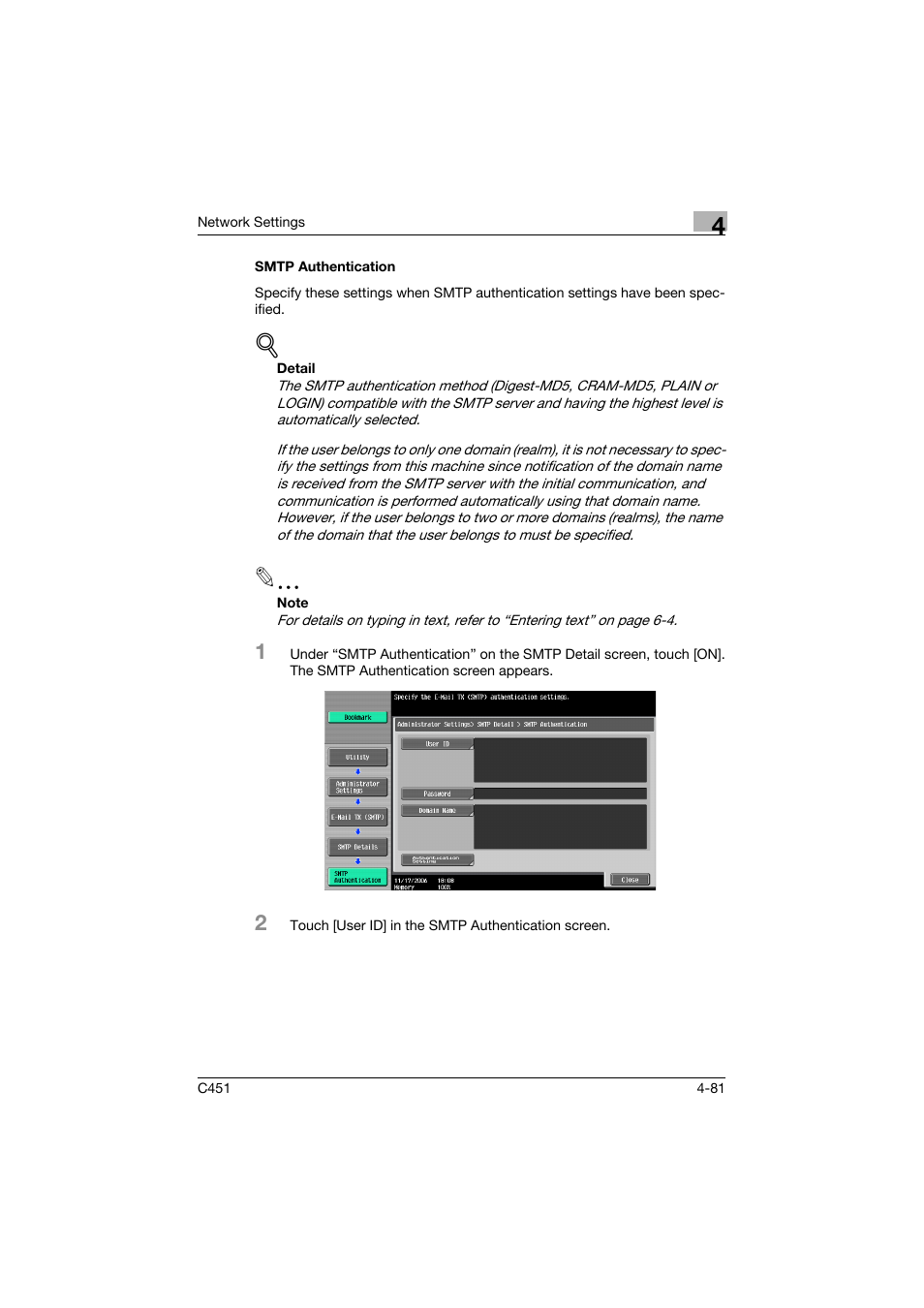 Smtp authentication, Smtp authentication -81 | Konica Minolta bizhub C451 User Manual | Page 326 / 413