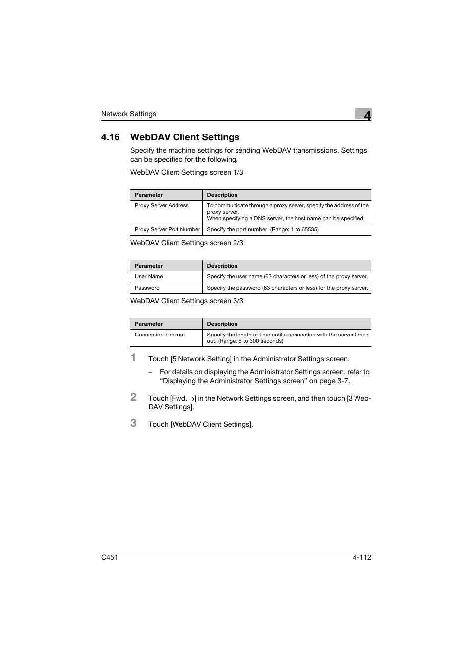 16 webdav client settings, Webdav client settings -112 | Konica Minolta bizhub C451 User Manual | Page 357 / 413