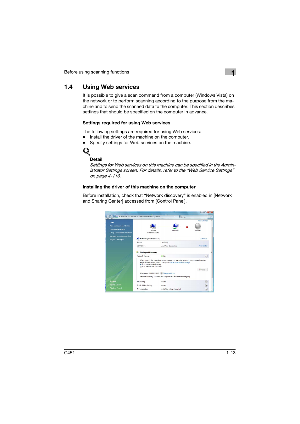 4 using web services, Settings required for using web services, Using web services -13 | Konica Minolta bizhub C451 User Manual | Page 37 / 413