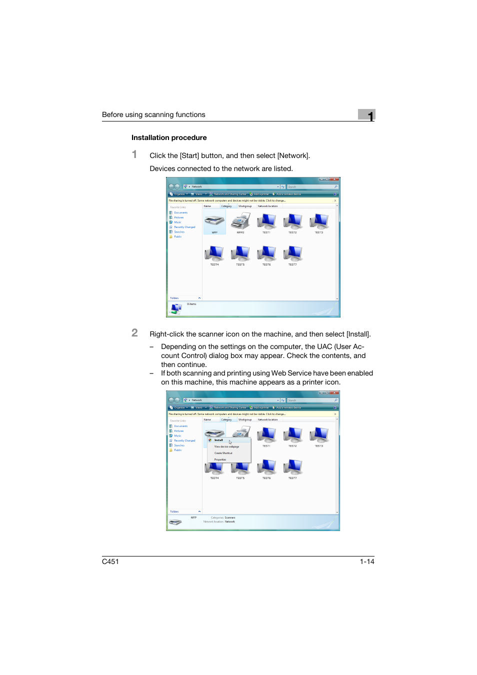Installation procedure, Installation procedure -14 | Konica Minolta bizhub C451 User Manual | Page 38 / 413