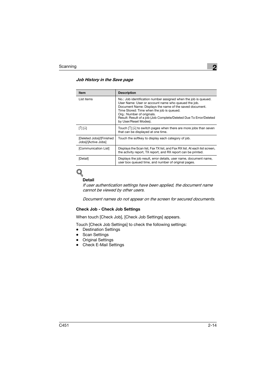 Check job - check job settings, Check job - check job settings -14 | Konica Minolta bizhub C451 User Manual | Page 53 / 413