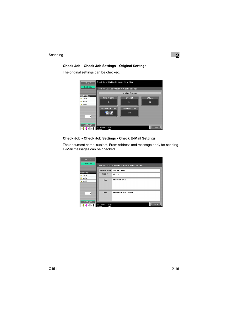 Check job - check job settings - original settings | Konica Minolta bizhub C451 User Manual | Page 55 / 413