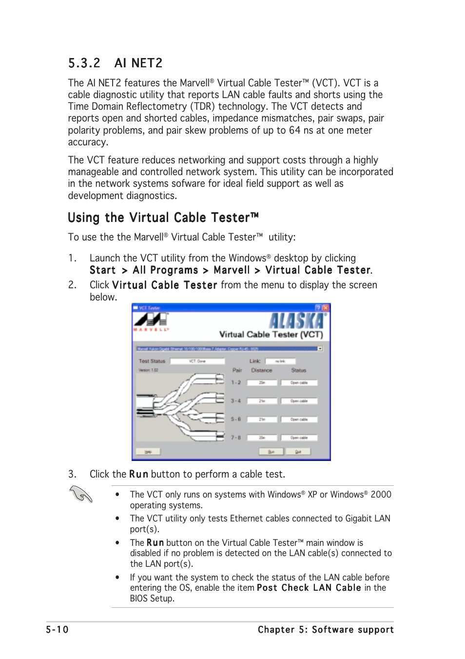 Using the virtual cable tester | Asus P5AD2-E Deluxe User Manual | Page 124 / 150