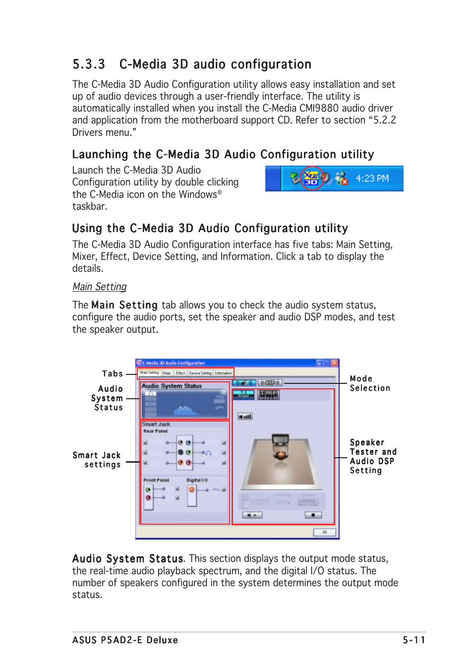 Using the c-media 3d audio configuration utility | Asus P5AD2-E Deluxe User Manual | Page 125 / 150