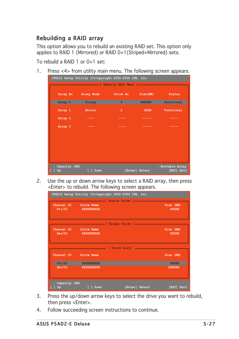 Rebuilding a raid array | Asus P5AD2-E Deluxe User Manual | Page 141 / 150