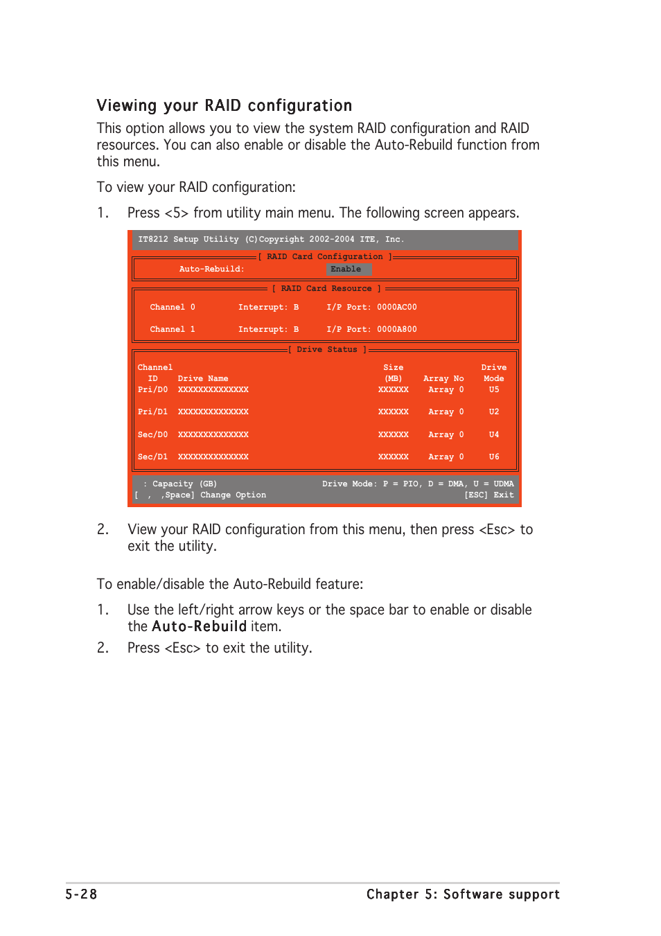 Viewing your raid configuration | Asus P5AD2-E Deluxe User Manual | Page 142 / 150