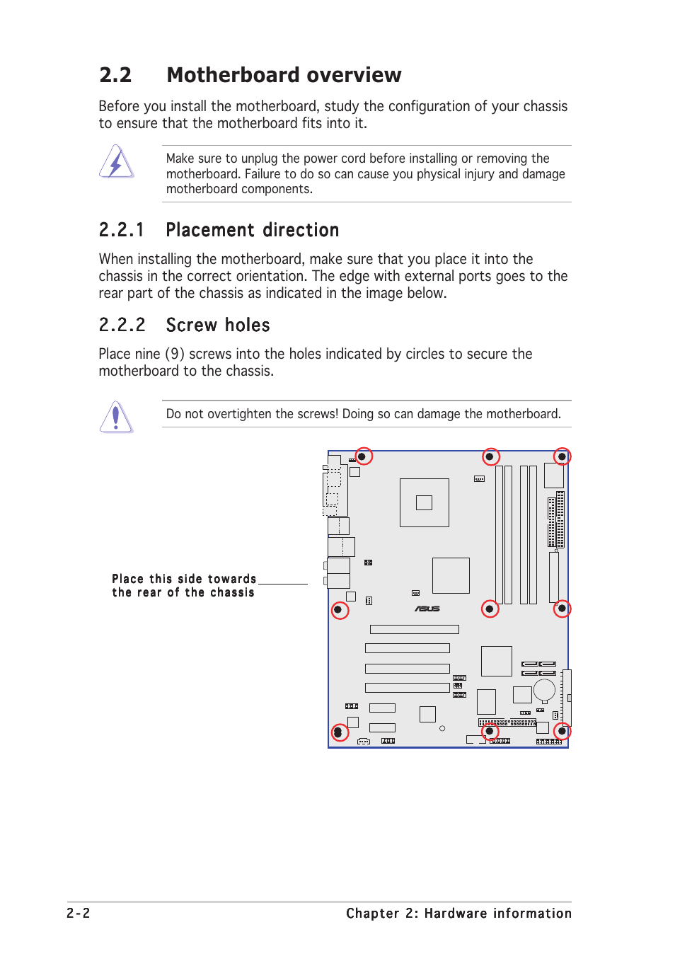 2 motherboard overview | Asus P5AD2-E Deluxe User Manual | Page 24 / 150