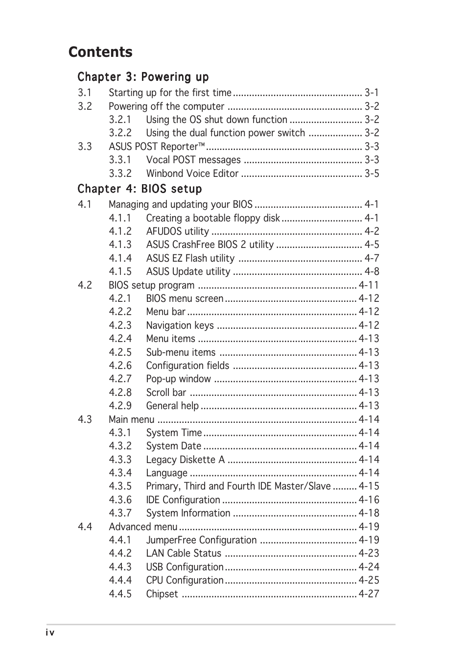 Asus P5AD2-E Deluxe User Manual | Page 4 / 150