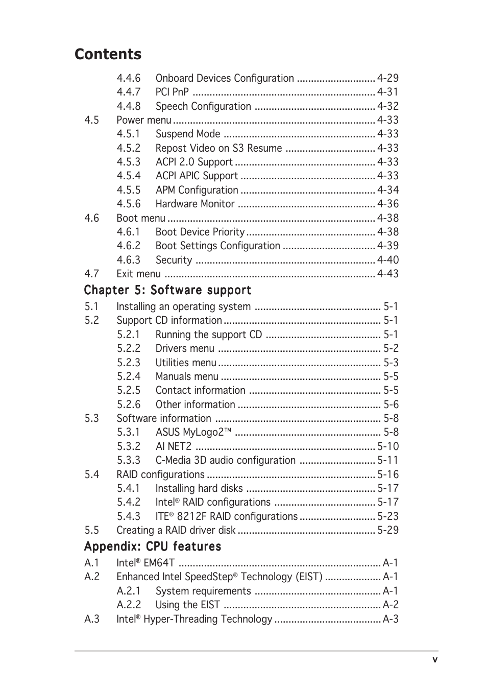 Asus P5AD2-E Deluxe User Manual | Page 5 / 150