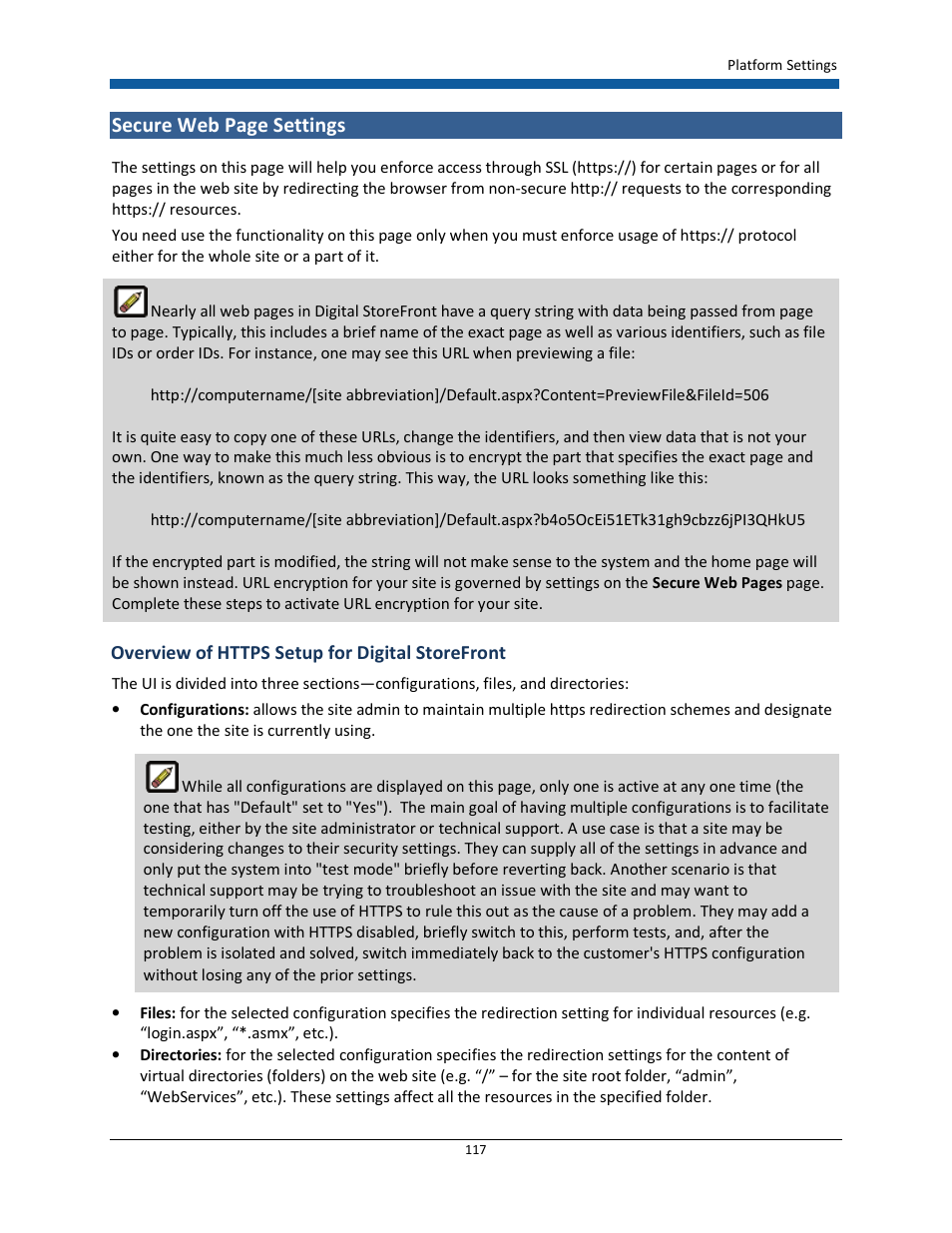 Secure web page settings | Konica Minolta Digital StoreFront User Manual | Page 117 / 532