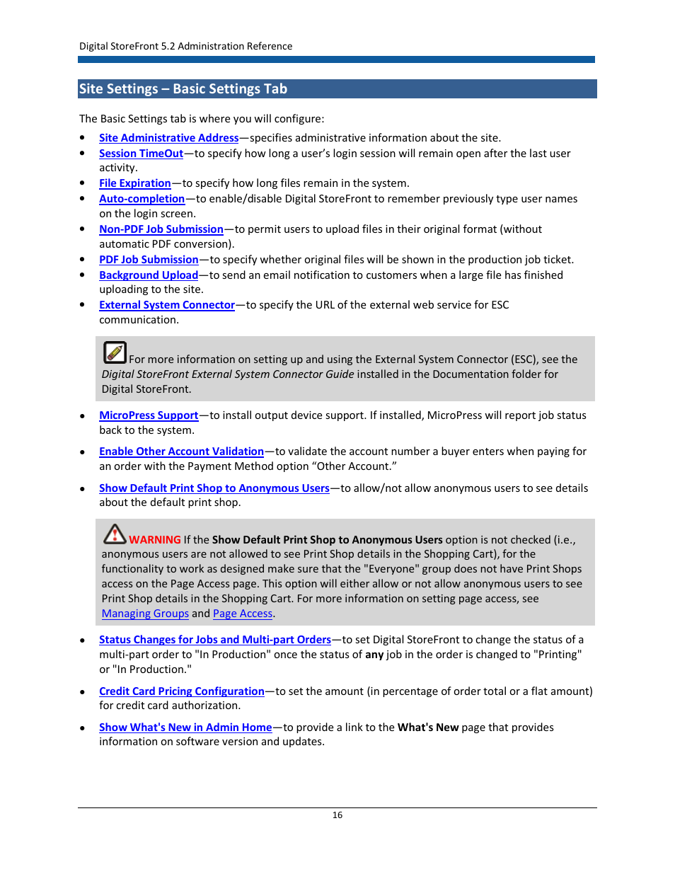 Site settings – basic settings tab | Konica Minolta Digital StoreFront User Manual | Page 16 / 532