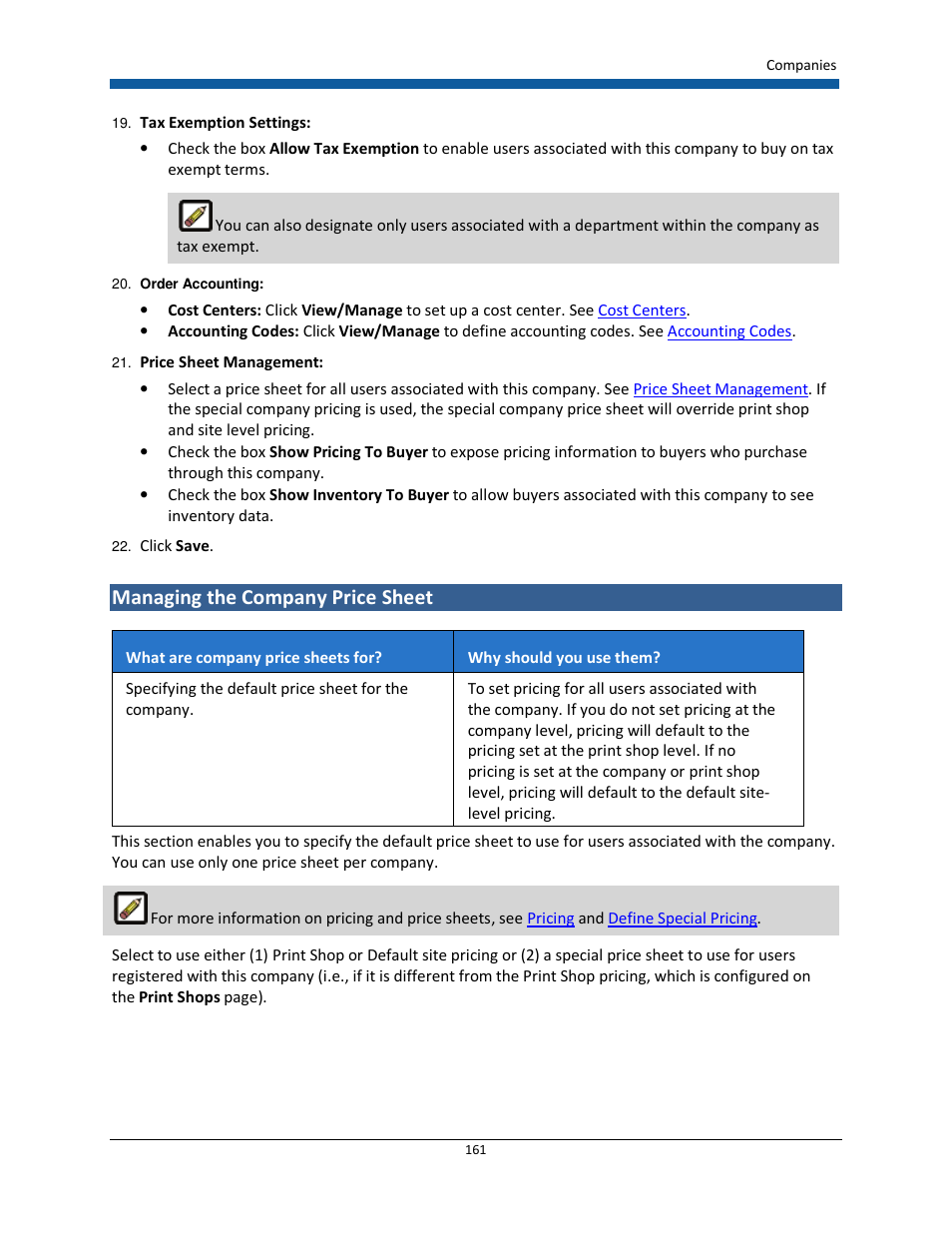 Managing the company price sheet | Konica Minolta Digital StoreFront User Manual | Page 161 / 532