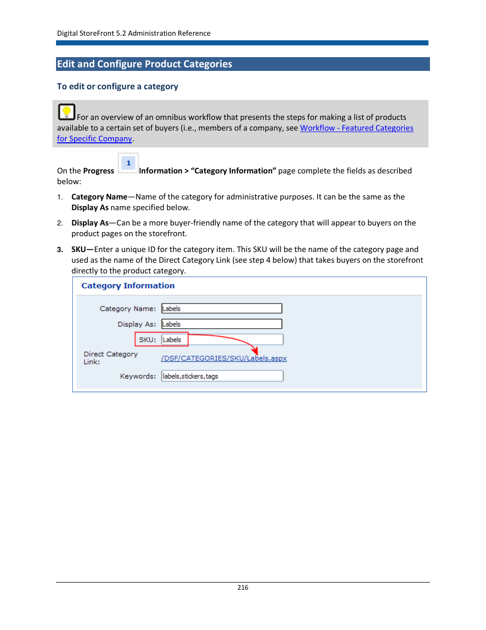 Edit and configure product categories | Konica Minolta Digital StoreFront User Manual | Page 216 / 532