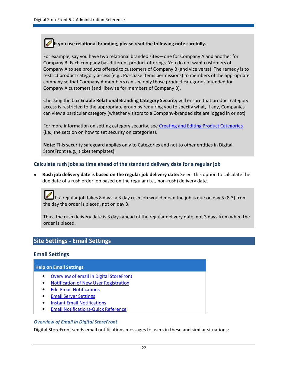 Site settings - email settings | Konica Minolta Digital StoreFront User Manual | Page 22 / 532