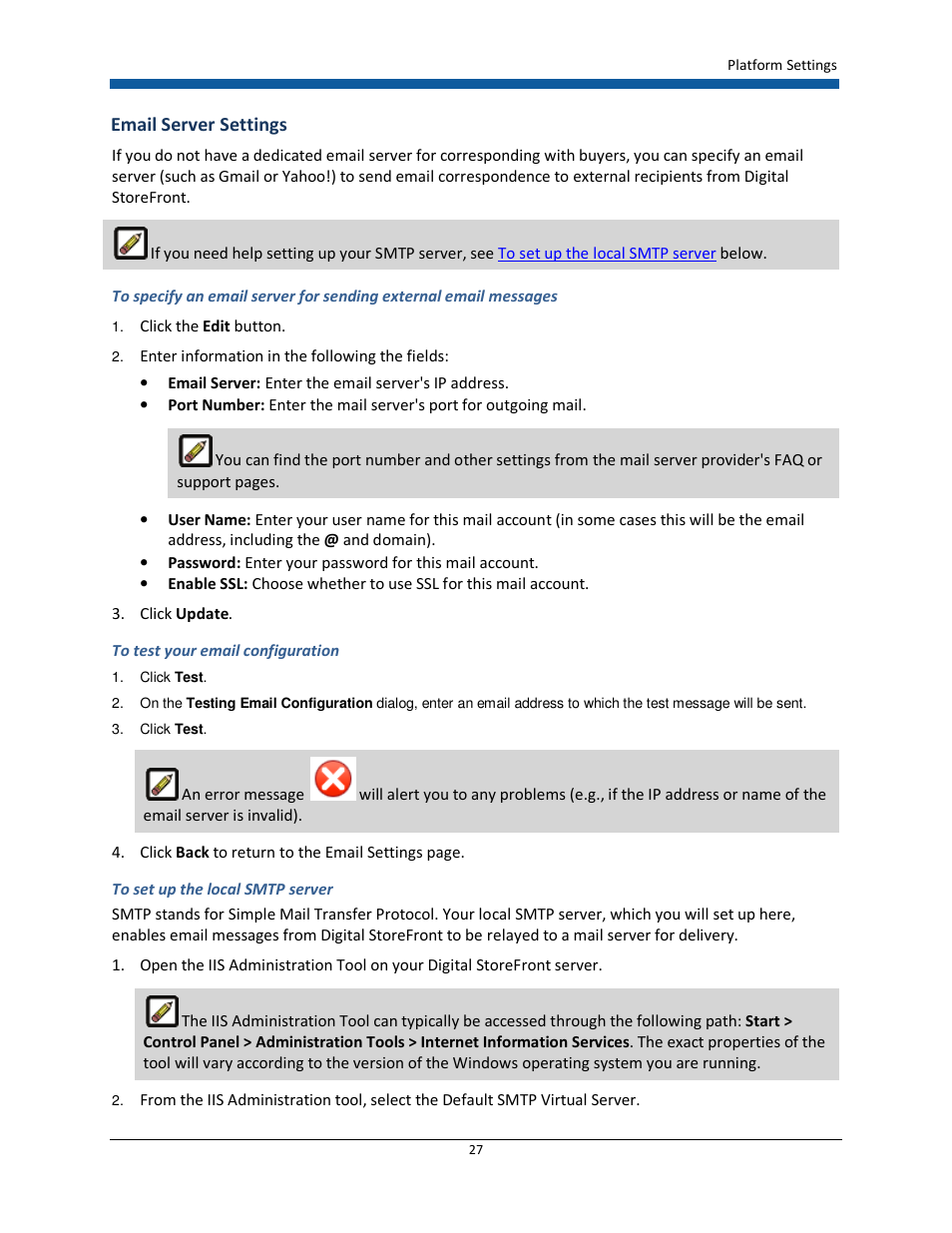 Email server settings | Konica Minolta Digital StoreFront User Manual | Page 27 / 532