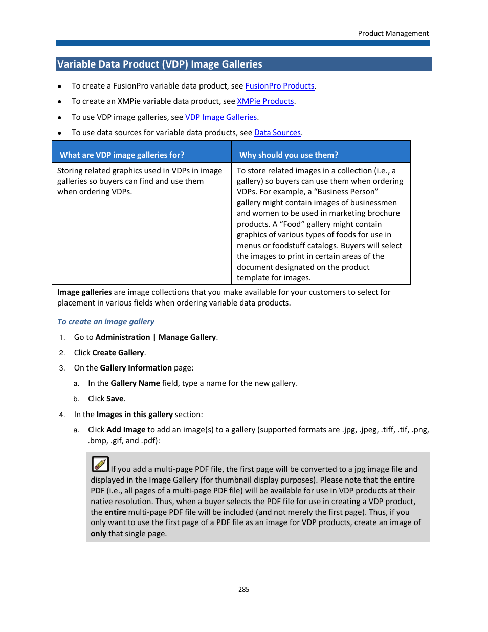 Variable data product (vdp) image galleries | Konica Minolta Digital StoreFront User Manual | Page 285 / 532