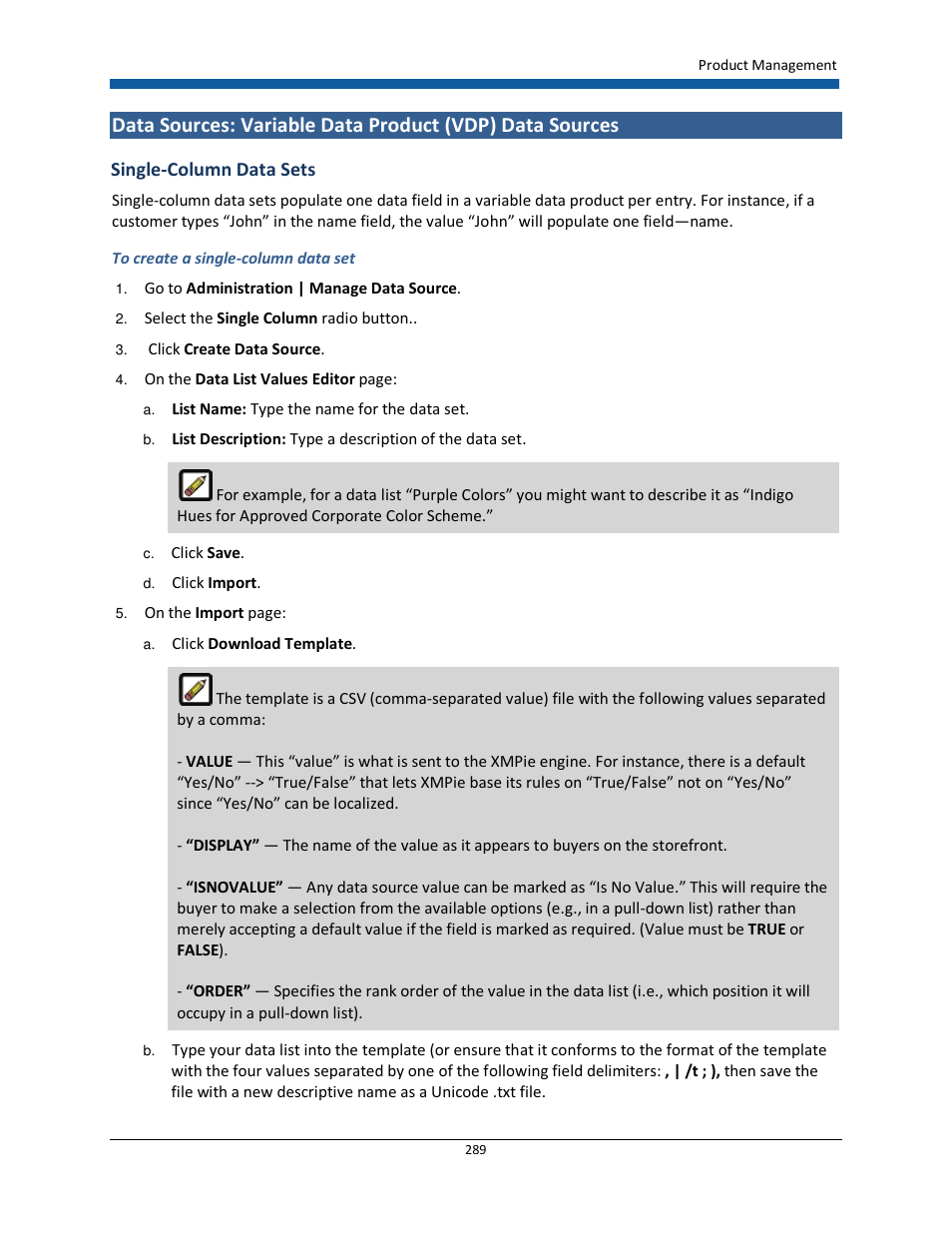 Single-column data sets | Konica Minolta Digital StoreFront User Manual | Page 289 / 532