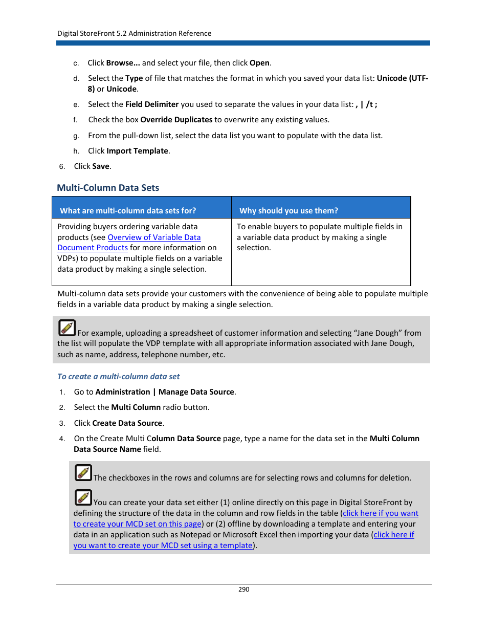 Multi-column data sets | Konica Minolta Digital StoreFront User Manual | Page 290 / 532