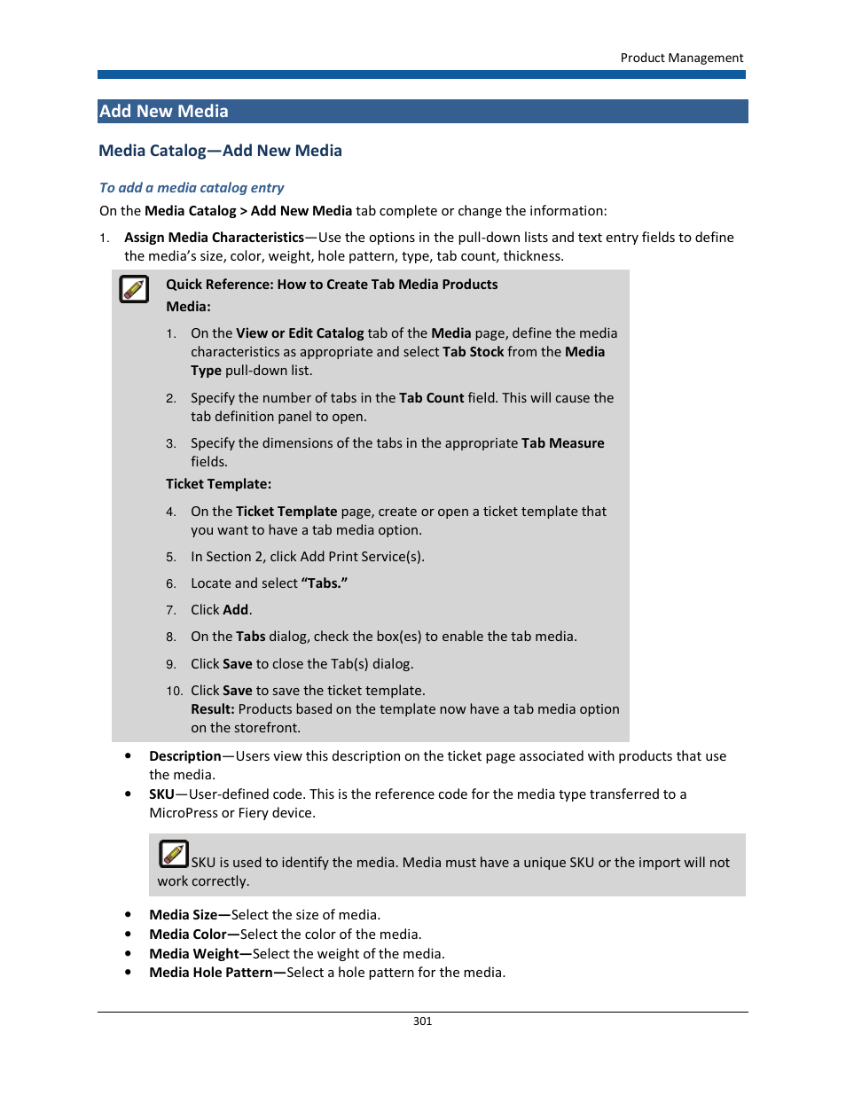 Add new media, Media catalog—add new media | Konica Minolta Digital StoreFront User Manual | Page 301 / 532