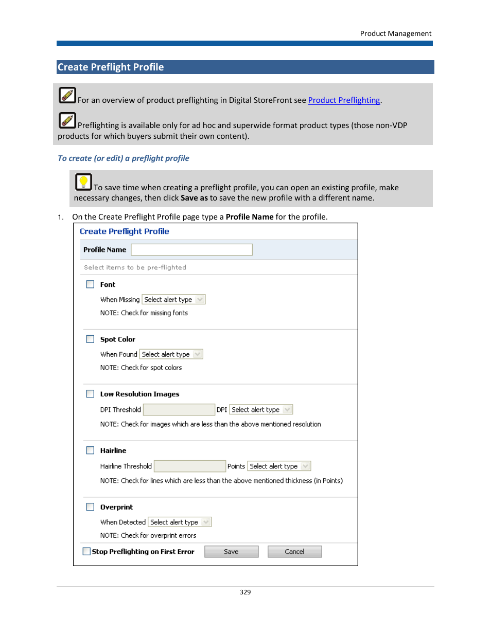 Create preflight profile | Konica Minolta Digital StoreFront User Manual | Page 329 / 532