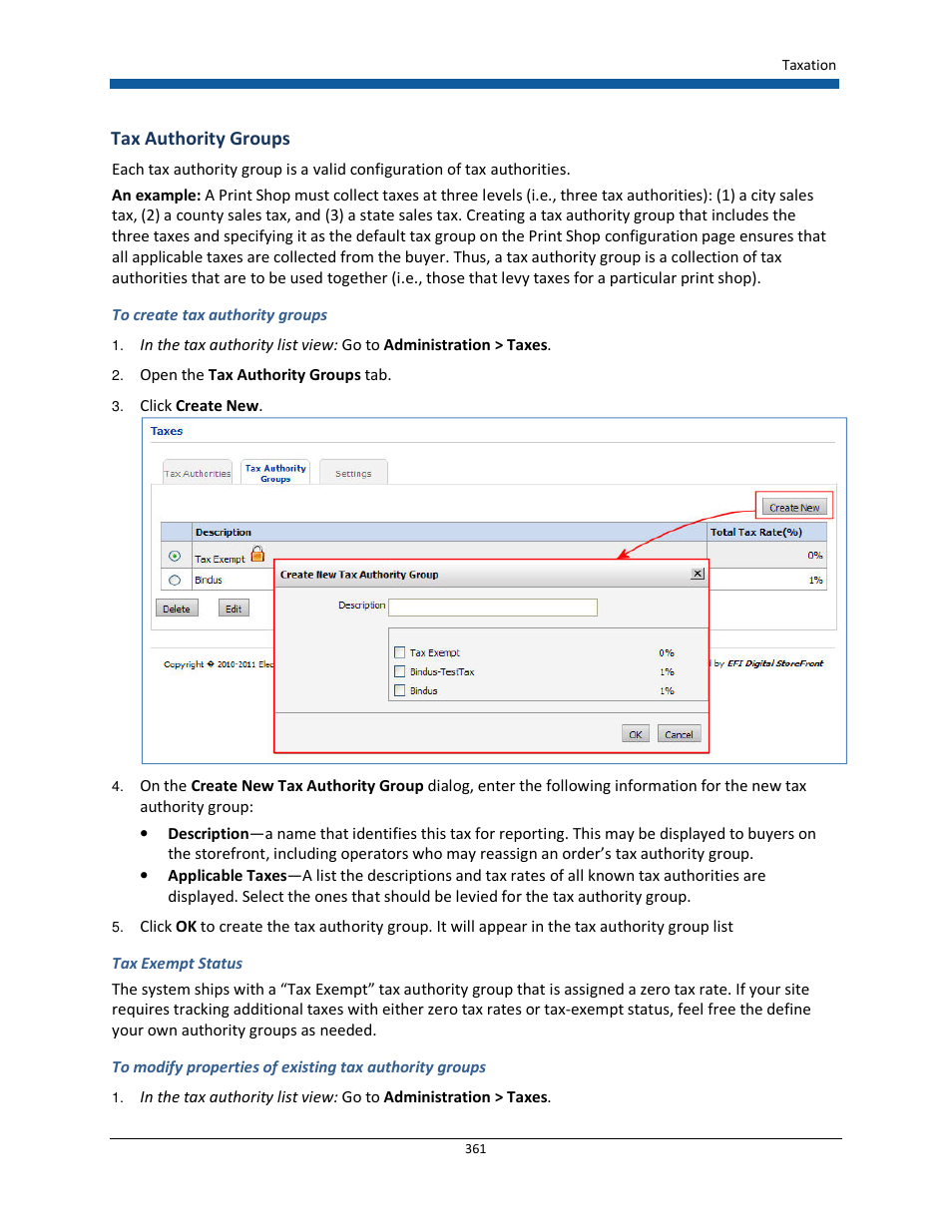 Tax authority groups | Konica Minolta Digital StoreFront User Manual | Page 361 / 532