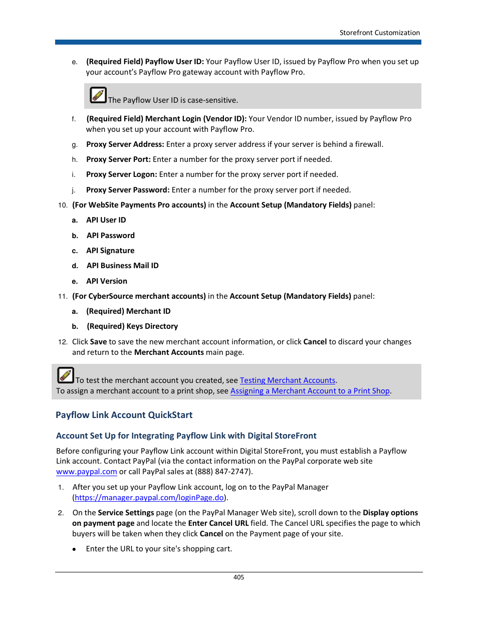 Payflow link account quickstart | Konica Minolta Digital StoreFront User Manual | Page 405 / 532