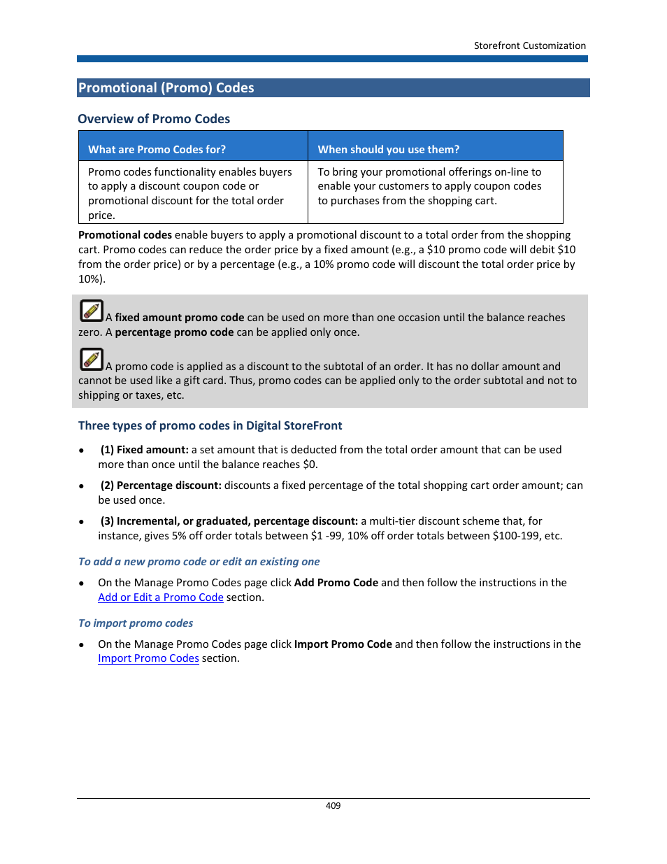 Promotional (promo) codes | Konica Minolta Digital StoreFront User Manual | Page 409 / 532