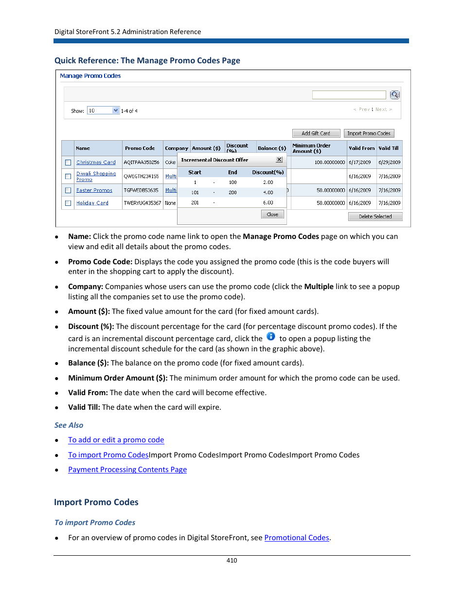 Import promo codes | Konica Minolta Digital StoreFront User Manual | Page 410 / 532