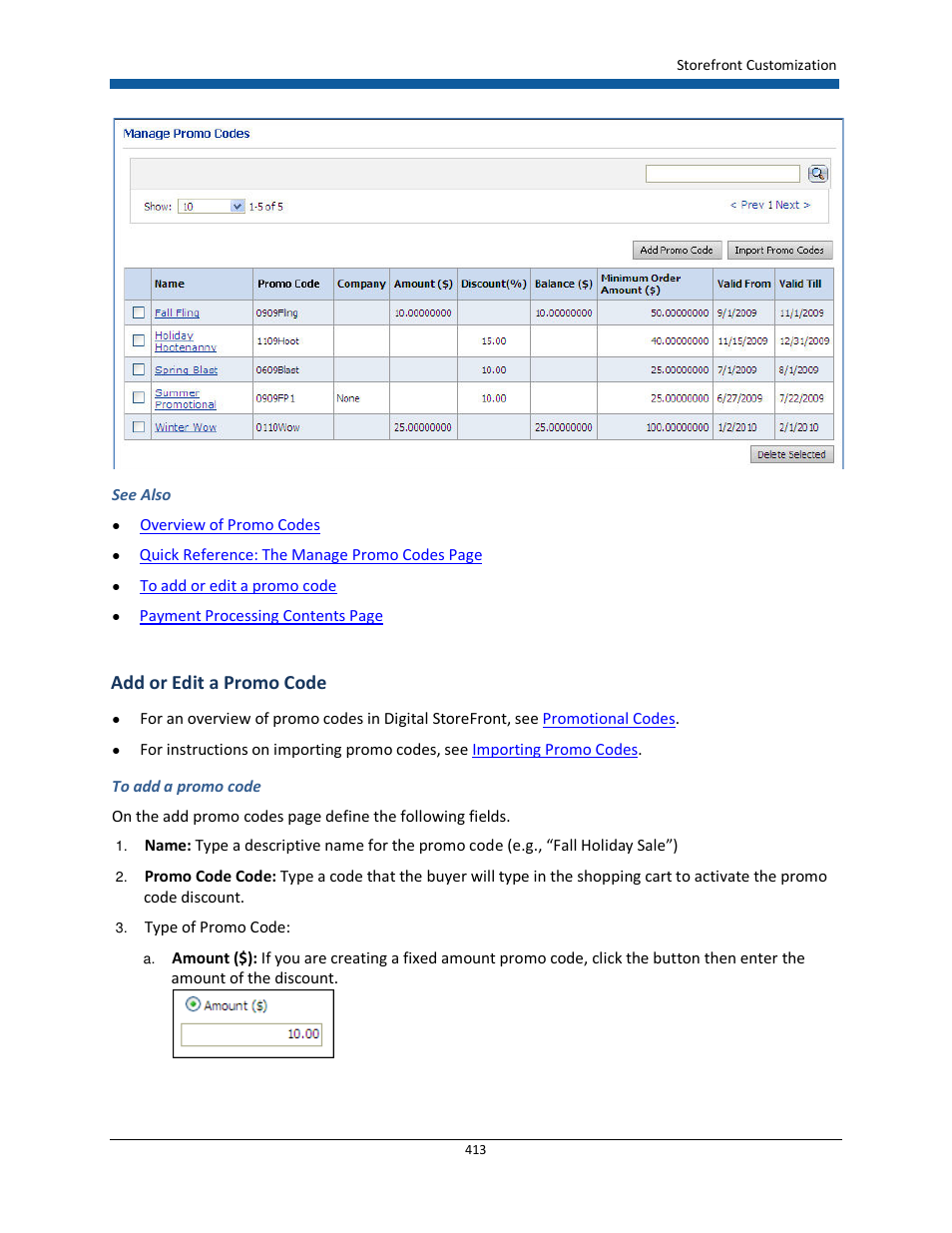 Add or edit a promo code | Konica Minolta Digital StoreFront User Manual | Page 413 / 532