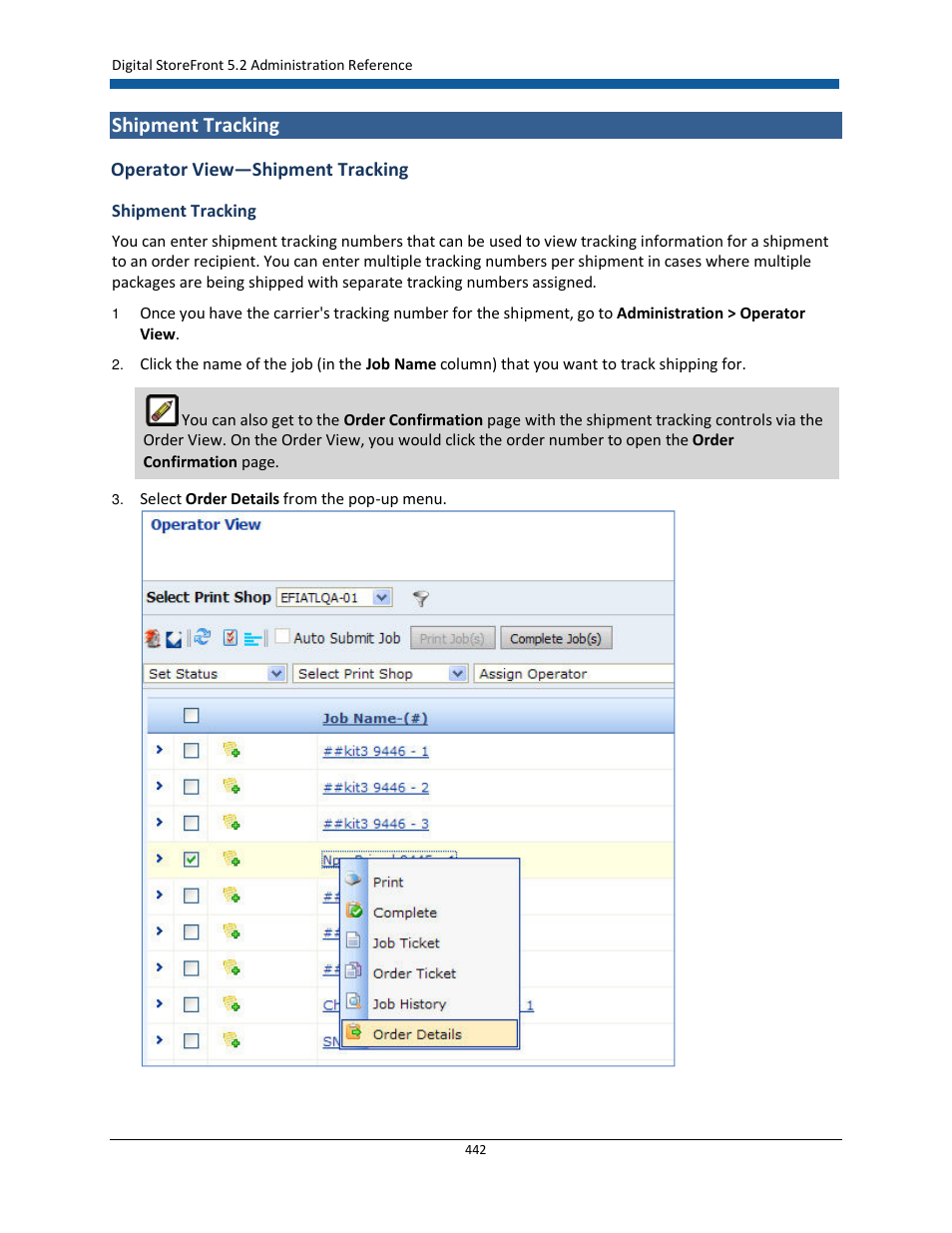 Shipment tracking | Konica Minolta Digital StoreFront User Manual | Page 442 / 532