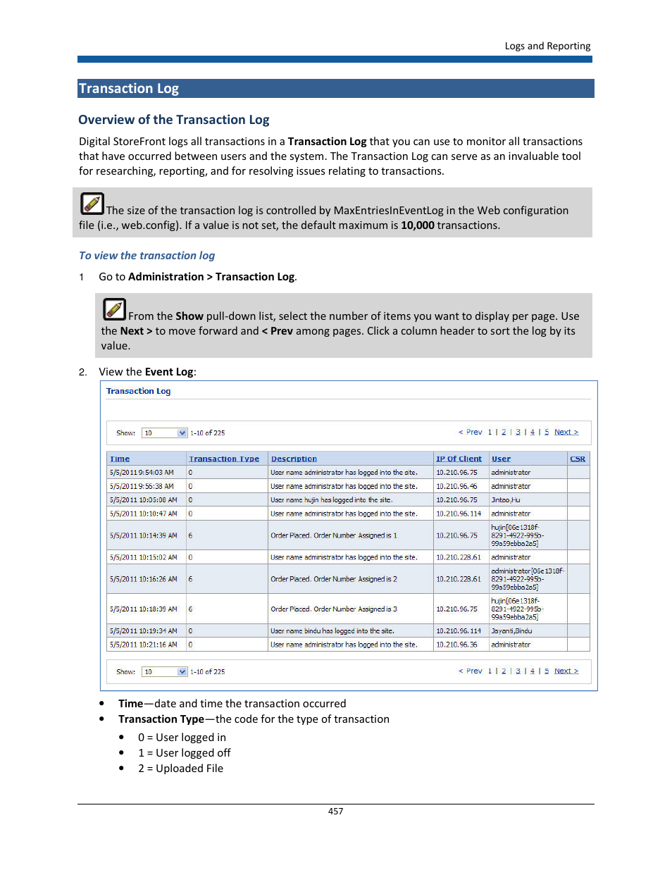 Transaction log | Konica Minolta Digital StoreFront User Manual | Page 457 / 532