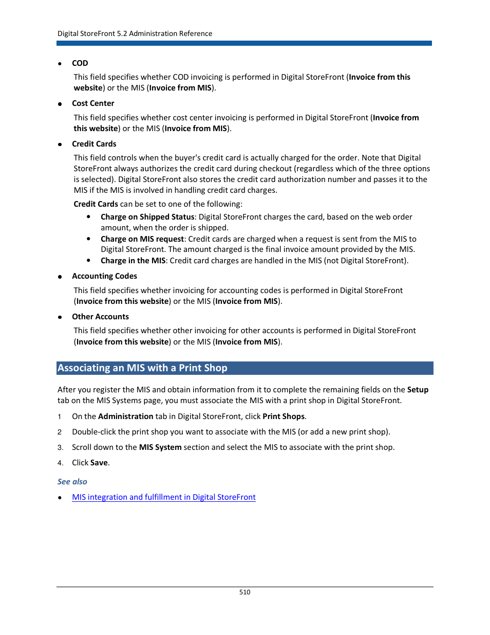 Associating an mis with a print shop | Konica Minolta Digital StoreFront User Manual | Page 510 / 532