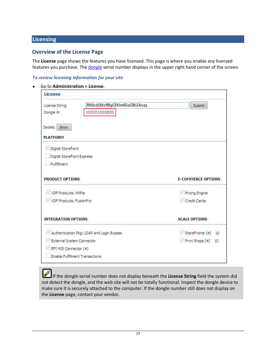 Licensing | Konica Minolta Digital StoreFront User Manual | Page 77 / 532