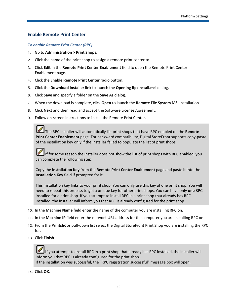 Enable remote print center | Konica Minolta Digital StoreFront User Manual | Page 85 / 532