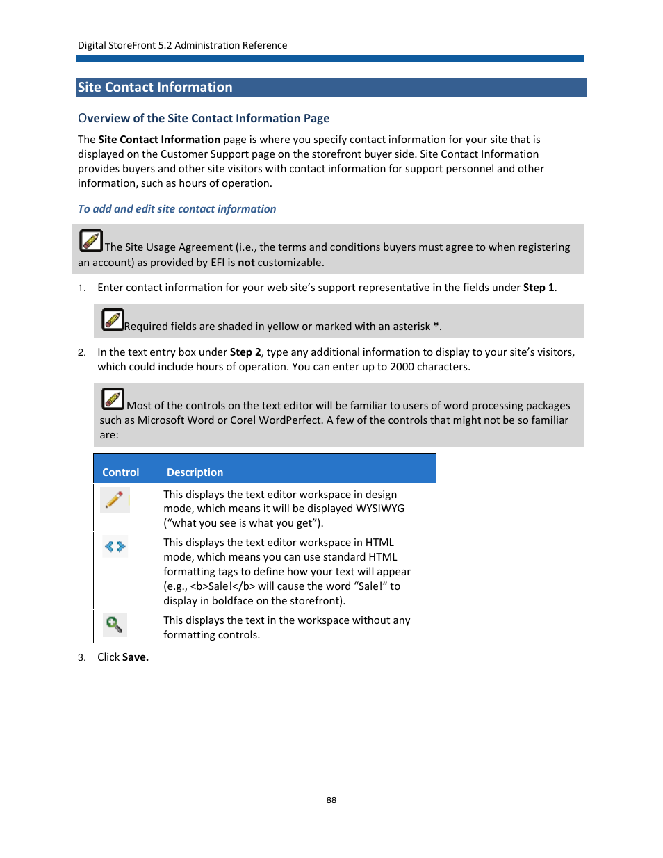 Site contact information | Konica Minolta Digital StoreFront User Manual | Page 88 / 532