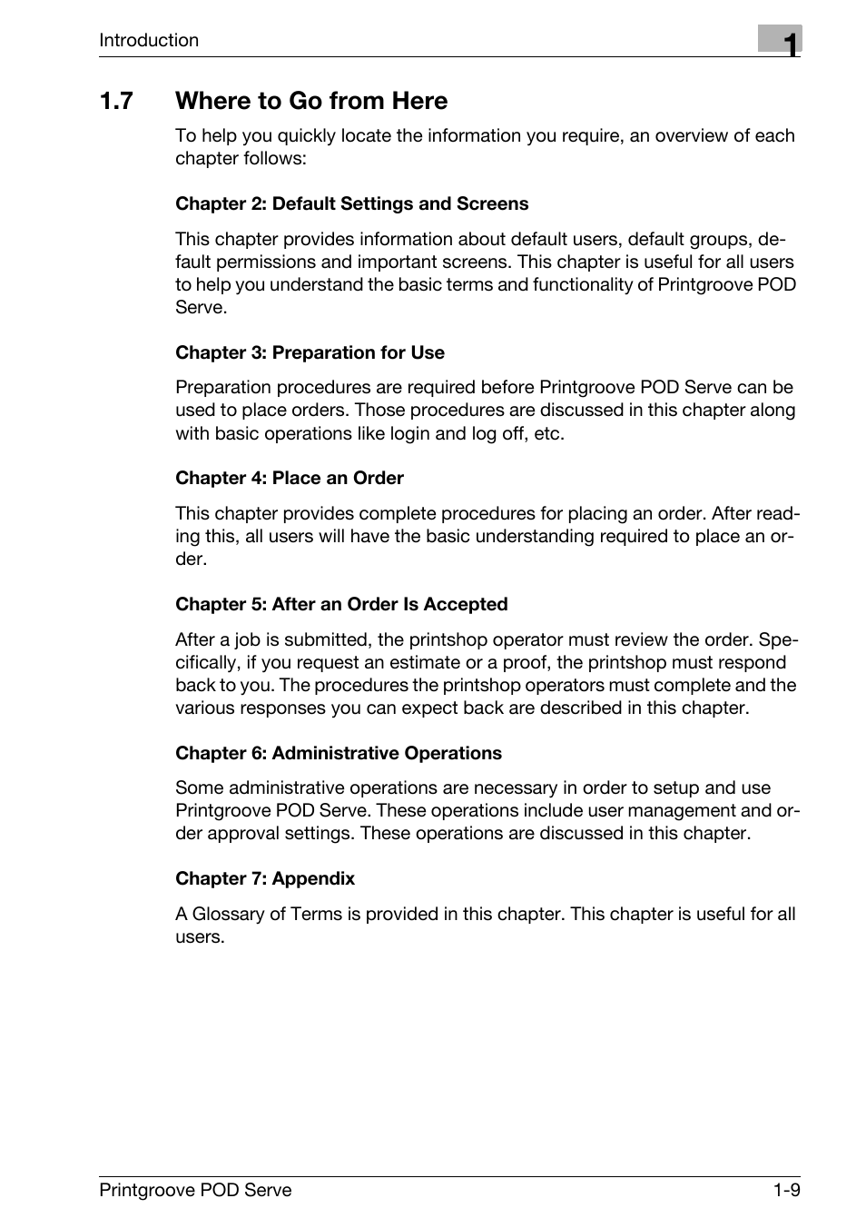 7 where to go from here, Where to go from here -9 | Konica Minolta Printgroove User Manual | Page 12 / 127