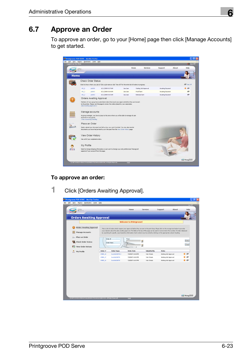 7 approve an order, Approve an order -23 | Konica Minolta Printgroove User Manual | Page 122 / 127