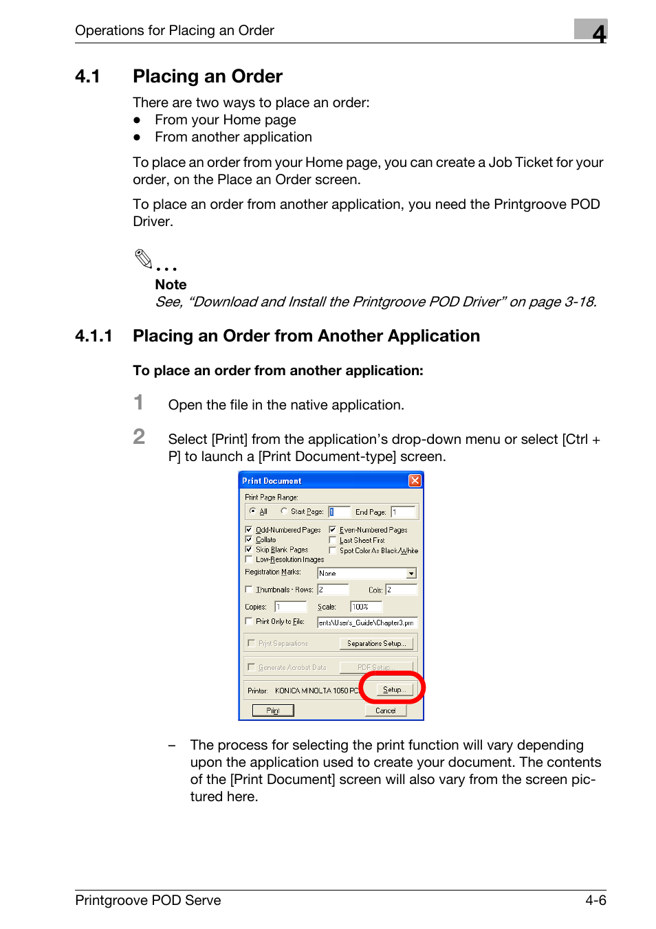 1 placing an order, Placing an order -6 | Konica Minolta Printgroove User Manual | Page 58 / 127