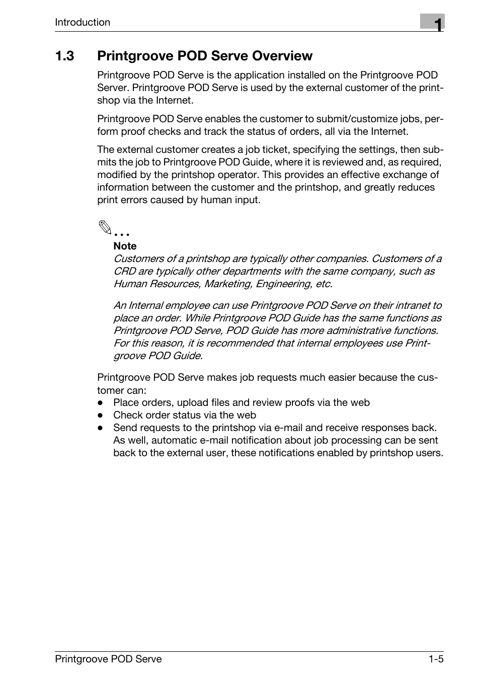 3 printgroove pod serve overview, Printgroove pod serve overview -5 | Konica Minolta Printgroove User Manual | Page 8 / 127