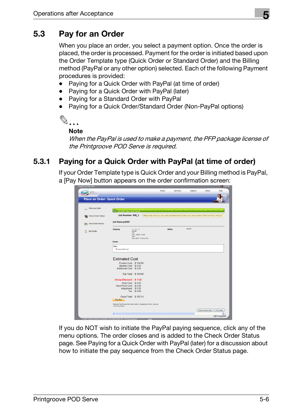 3 pay for an order, Pay for an order -6 | Konica Minolta Printgroove User Manual | Page 92 / 127