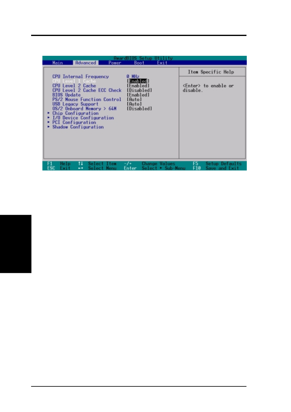 Bios setup, 4 advanced menu | Asus INTEL TUSL2-M User Manual | Page 58 / 104